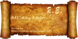 Ráduly Edvin névjegykártya